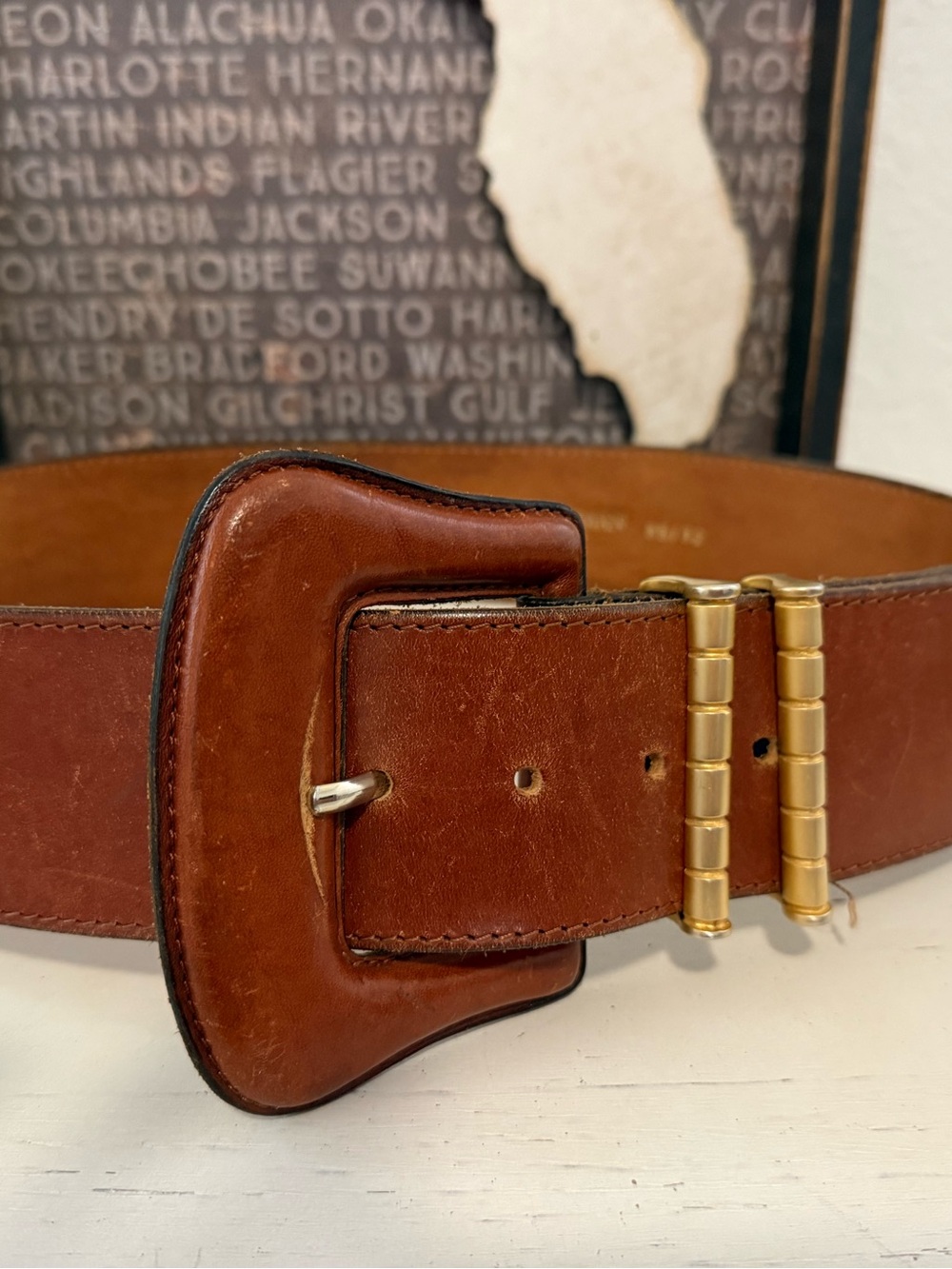 Rare Dana Buchman 1980’s wide leather belt NICE